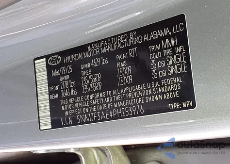 2023 Hyundai Tucson Sel из США, поврежденный, VIN 5NMJF3AE4PH253976